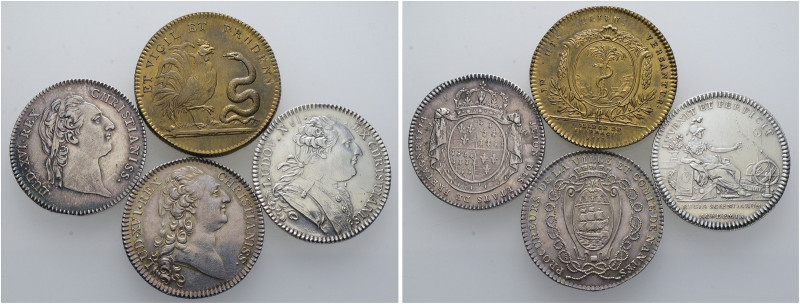 Frankreich-Königreich. Louis XVI. 1774-1793. 
Lot (4 Stücke): Jetonartige Silbe...