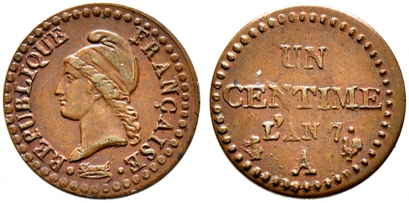 Frankreich-Königreich. Erste Republik 1792-1799. 
Cu-Un Centime L'AN 7 (1798/99...