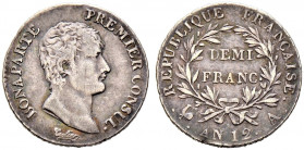 Frankreich-Königreich. Bonaparte, 1. Konsul 1799-1804. 
1/2 Franc AN 12 (1803/04) -Paris-. Gad. 399. feine Patina, sehr schön-vorzüglich