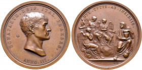 Frankreich-Königreich. Bonaparte, 1. Konsul 1799-1804. 
Bronzemedaille 1800 von L. Manfredini, auf das Attentat auf Napoleon in Mailand. Büste des Er...
