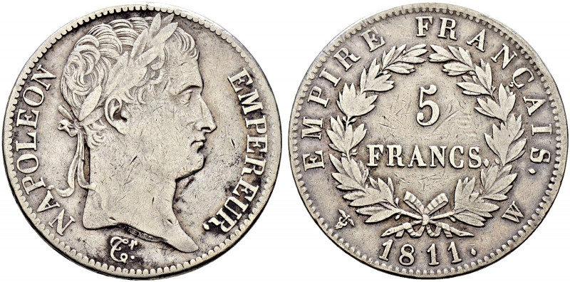 Frankreich-Königreich. Napoleon I. 1804-1815. 
5 Francs 1811 -Lille-. Gad. 584,...