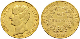 Frankreich-Königreich. Napoleon I. 1804-1815. 
20 Francs AN 12 (1803/04) -Paris-. Gad. 1021, Schl. 6, Fr. 487. 6,44 g sehr schön