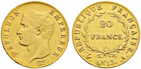 Frankreich-Königreich. Napoleon I. 1804-1815. 
20 Francs AN 13 (1804/05) -Paris-. Gad. 1022, Schl. 11, Fr. 487a. 6,44 g kleine Kratzer, gutes sehr sc...