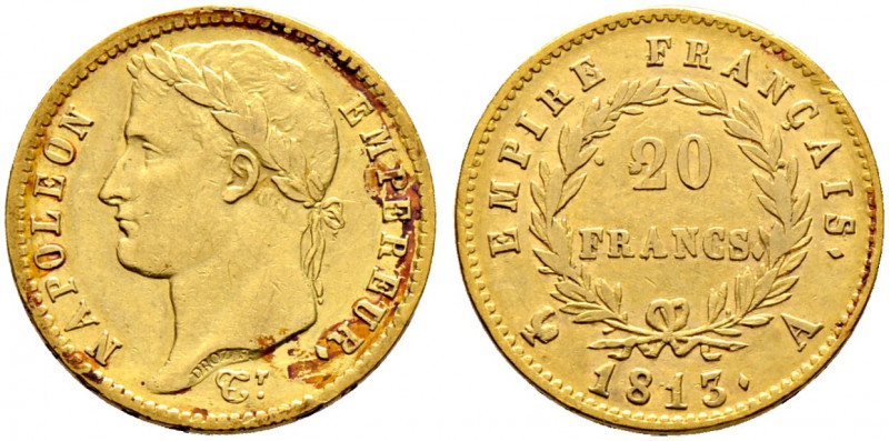 Frankreich-Königreich. Napoleon I. 1804-1815. 
20 Francs 1813 -Paris-. Gad. 102...
