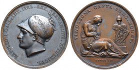 Frankreich-Königreich. Napoleon I. 1804-1815. 
Bronzemedaille 1805 von Manfredini, auf die Einnahme von Wien. Büste mit antikem Schlangenhelm nach li...