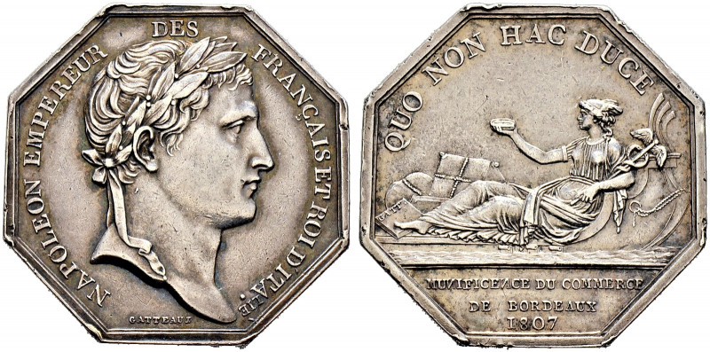 Frankreich-Königreich. Napoleon I. 1804-1815. 
Oktogonale Silbermedaille 1807 v...