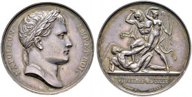 Frankreich-Königreich. Napoleon I. 1804-1815. 
Silbermedaille 1809 von Andrieu und Galle, auf die Schlacht von Wagram. Belorbeerte Büste nach rechts ...