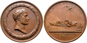 Frankreich-Königreich. Louis XVIII. 1814, 1815-1824. 
Bronzemedaille 1821 von Andrieu (unsigniert), auf den Tod Napoleons. Dessen belorbeerte Büste n...