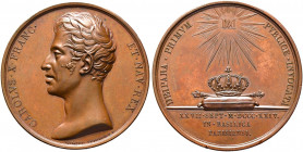 Frankreich-Königreich. Charles X. 1824-1830. 
Bronzemedaille 1824 von Gayrard, auf die Krönungsfeierlichkeiten in Paris. Königsbüste nach links / Krö...