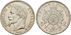 Frankreich-Königreich. Napoleon III. 1852-1870. 
5 Francs 1870 -Paris-. Gad. 739, Dav. 96. winzige Kratzer, vorzüglich-prägefrisch