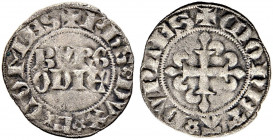 Frankreich-Bourgogne. Philippe de Rouvres 1349-1361. 
Double Parisis o.J. (1349/50). +PhS*DVX*E*COMES. In zwei Zeilen BVRG/ODIE / +MONETA*DVPLES. Kre...