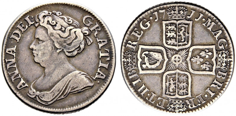 Großbritannien. Anne 1702-1714. 
Shilling 1711. Spink 3610. feine Patina, sehr ...