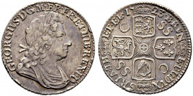Großbritannien. George I. 1714-1727. 
Shilling 1723. Spink 3647. feine Patina, leichte Randfehler, vorzüglich