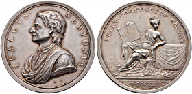 Großbritannien. George I. 1714-1727. 
Silbermedaille 1726 von J. Croker, auf den Tod von Sir Isaac Newton (1642-1727, weltbekannter Physiker, Naturph...