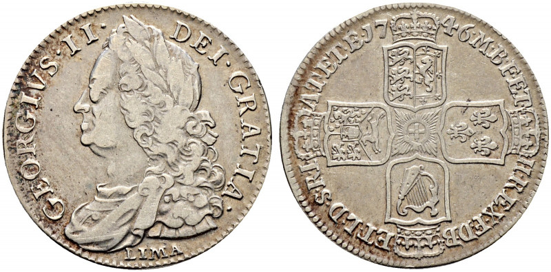 Großbritannien. George II. 1727-1760. 
Halfcrown 1746. Spink 3695A. sehr schön...