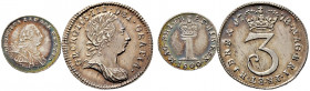 Großbritannien. George III. 1760-1820. 
Lot (2 Stücke): Threepence 1772 und Penny 1800. Aus Maundy-Sets. Spink 3762ff. feine Patina, vorzüglich-Stemp...