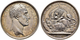 Großbritannien. George III. 1760-1820. 
Silbermedaille 1813 von Brenet und Mudie, auf die Überquerung der Pyrenäen durch die englischen Truppen unter...