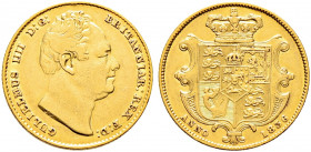Großbritannien. William IV. 1830-1837. 
Sovereign 1836. Spink 3829B, Fr. 383, Schl. 142. 7,94 g sehr schön/sehr schön-vorzüglich
