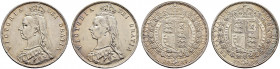 Großbritannien. Victoria 1837-1901. 
Lot (2 Stücke): Halfcrown 1887 und 1888. Jubilee coinage. Spink 3924. kleine Kratzer, vorzüglich
