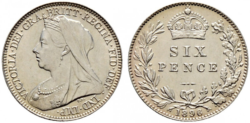 Großbritannien. Victoria 1837-1901. 
Sixpence 1896. Spink 3941. prägefrisch