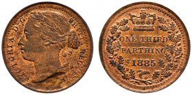Großbritannien. Victoria 1837-1901. 
Cu-Third-Farthing 1885. Spink 3960. prägefrisches Prachtexemplar