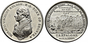 Großbritannien. Edward VII. 1901-1910. 
Weißmetall-Medaille 1905 von Spink & Sons (nach M. Bolton), auf das 100-jährige Jubiläum der Schlacht von Tra...