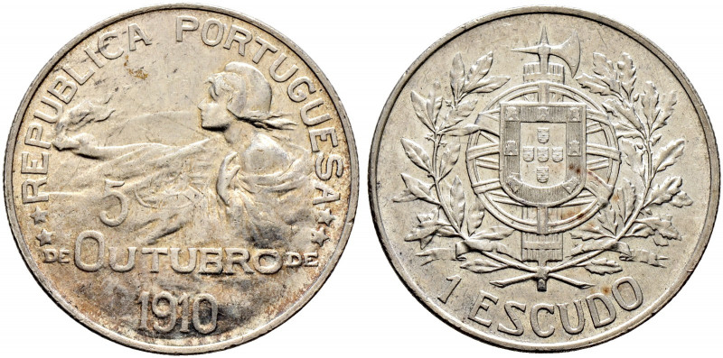 Portugal. Republik. 
Escudo 1910. KM 560. minimale Kratzer, vorzüglich-prägefri...