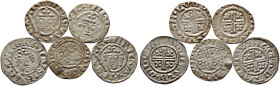 5 Stücke: GROSSBRITANNIEN. Pennys des short cross types mit Titulatur König Heinrich aus dem 12./13. Jahrhundert. Geprägt unter Heinrich II. und/oder ...