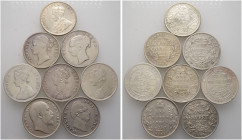 8 Stücke: INDIEN - verschiedene Rupien von 1835, 1840 (2 Varianten), 1882 (Alwar), 1892 (Birkanir), 1900, 1904 und 1918. KM 45,72,450.1,457,458,492,50...