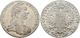 Haus Habsburg. Maria Theresia 1740-1780. 
Taler 1780 -Wien-. Geprägt 1790-1805. Mit I.C.-F.A. Her. 437, Eyp. 190, Dav. 1117. Leypold T23, Hafner 16a,...