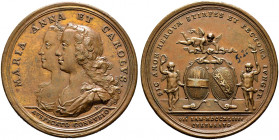 Haus Habsburg. Maria Theresia 1740-1780. 
Bronzemedaille 1744 von A. Vestner, auf die Vermählung der Erzherzogin Maria Anna mit Karl Herzog von Lothr...