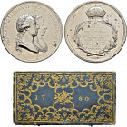 Haus Habsburg. Maria Theresia 1740-1780. 
Set von zwei Silbermedaillen 1780 von J.N. Wirth. 1) auf die Verbesserung des Schulwesens in Ungarn. Die Bü...