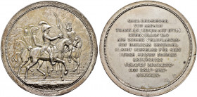 Haus Österreich. Franz I., Kaiser von Österreich 1804-1835. 
Große Medaille 1809 von I. Harnisch, auf die Feldflasche, aus der Erzherzog Karl in der ...
