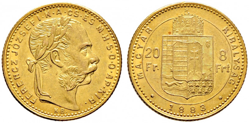 Haus Österreich. Franz Josef I., Kaiser von Österreich 1848-1916. 
8 Forint (20...