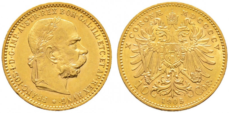 Haus Österreich. Franz Josef I., Kaiser von Österreich 1848-1916. 
10 Kronen 19...