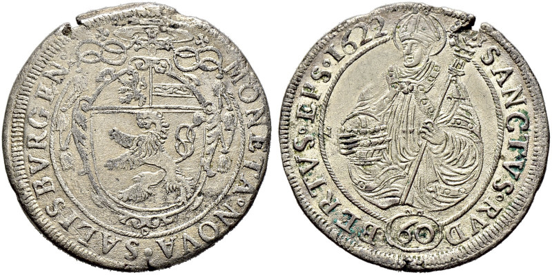 Salzburg, Erzbistum. Paris Graf von Lodron 1619-1653. 
1/2 Kippertaler zu 60 Kr...