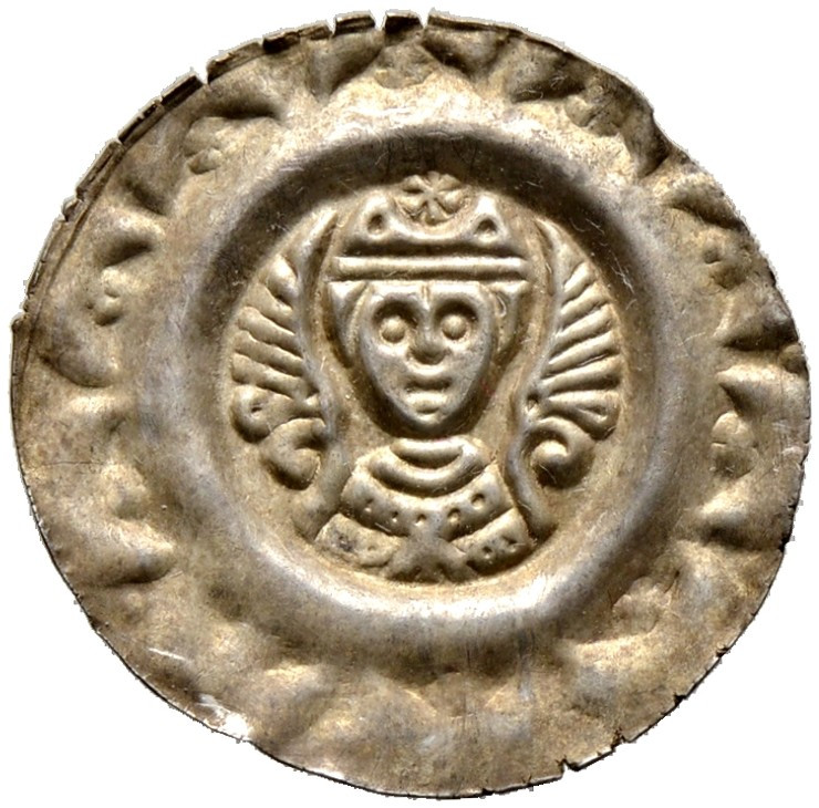 Augsburg, Bistum. Hartwig II. von Hirnheim 1202-1208. 
Brakteat. Brustbild des ...