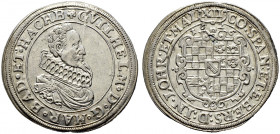 Baden-Baden. Wilhelm 1622-1677. 
12 Kreuzer 1626. Geharnischtes Brustbild mit Mühlsteinkragen nach rechts / Wappenschild in Barockkartusche, darüber ...