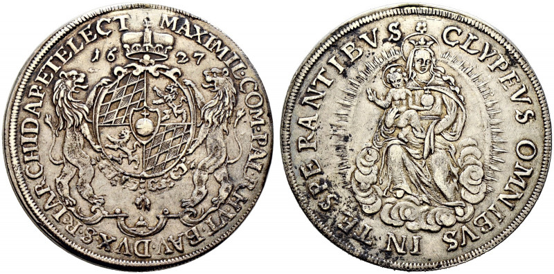 Bayern. Maximilian I. als Kurfürst 1623-1651. 
1/2 Madonnentaler 1627 -München-...
