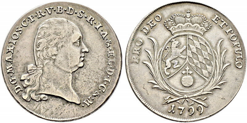 Bayern. Maximilian IV. Joseph 1799-1805. 
Konventionstaler 1799. AKS 4, Thun 32...