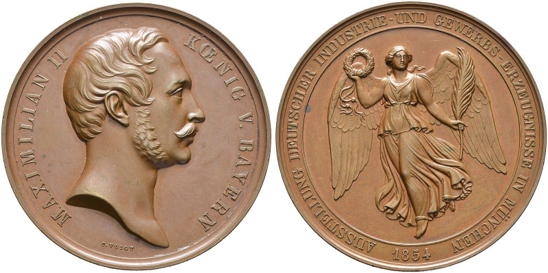 Bayern. Maximilian II. Joseph 1848-1864. 
Bronzene Prämienmedaille 1854 von C. ...