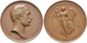 Bayern. Maximilian II. Joseph 1848-1864. 
Bronzene Prämienmedaille 1854 von C. Voigt, der Gewerbeausstellung in München. Kopf des Königs nach rechts ...