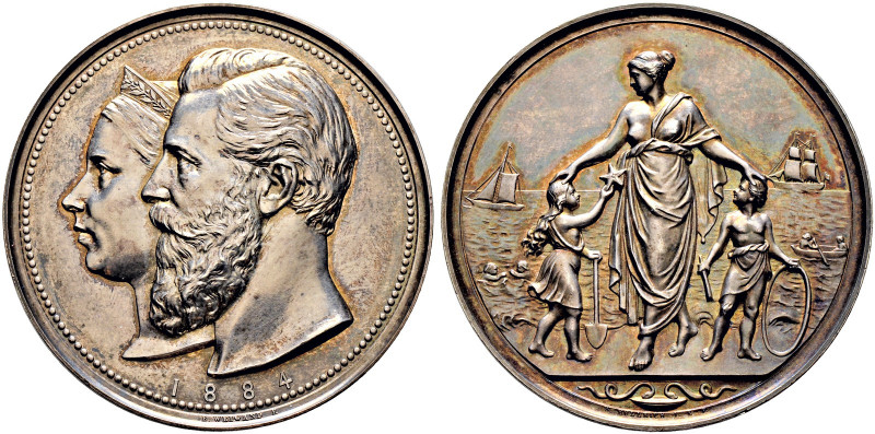 Brandenburg-Preußen. Wilhelm I. 1861-1888. 
Silbermedaille 1884 von E. Weigand ...