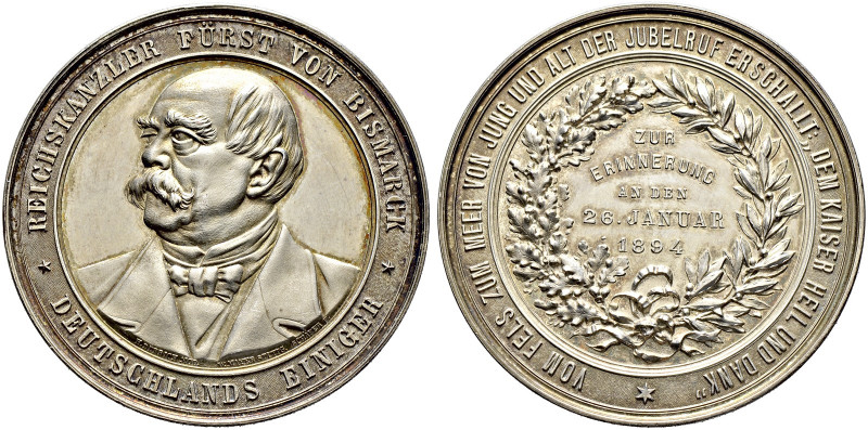 Brandenburg-Preußen. Wilhelm II. 1888-1918. 
Versilberte Bronzemedaille 1894 vo...