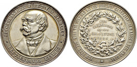 Brandenburg-Preußen. Wilhelm II. 1888-1918. 
Versilberte Bronzemedaille 1894 von F. Schäfer (bei W. Mayer, Stuttgart), auf den Besuch Otto von Bismar...