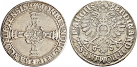 Frankfurt, Stadt. 
Taler 1622. Gleichschenkliges, verziertes Kreuz, auf dem ein verziertes Schild mit dem Frankfurter Adler liegt / Gekrönter Doppela...
