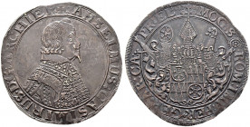 Mainz, Erzbistum. Anselm Casimir Wamboldt von Umstadt 1629-1647. 
Taler 1637. Schmaleres Brustbild im verzierten Talar nach rechts / Dreifach behelmt...