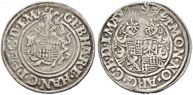 Mansfeld-hinterortische Linie zu Schraplau. Gebhard VII., Johann Georg I. und Peter Ernst I. 1547-1558. 
1/4 Taler 1547 -Eisleben-. Tornau 917a. sehr...
