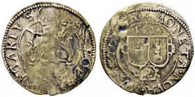 Murbach und Lüders, Abtei. Erzherzog Leopold von Österreich 1614-1626. 
Doppelbatzen 1625 -Guebwiler-. Hl. Leodegard mit Bohrer und Krummstab von vor...
