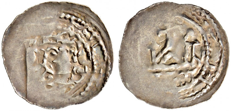 Nürnberg, Reichsmünzstätte. Konrad III. 1138-1152. 
Dünnpfennig. Gekröntes Brus...